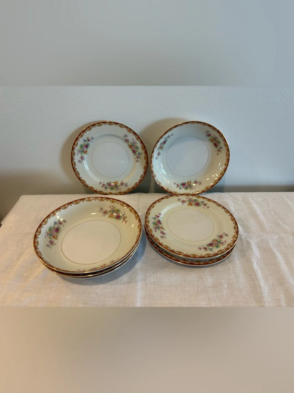 VTG Diamond China Roslyn Occupied Japan 4 Sauce Bowls 6” & 4 Bread Plates 6”